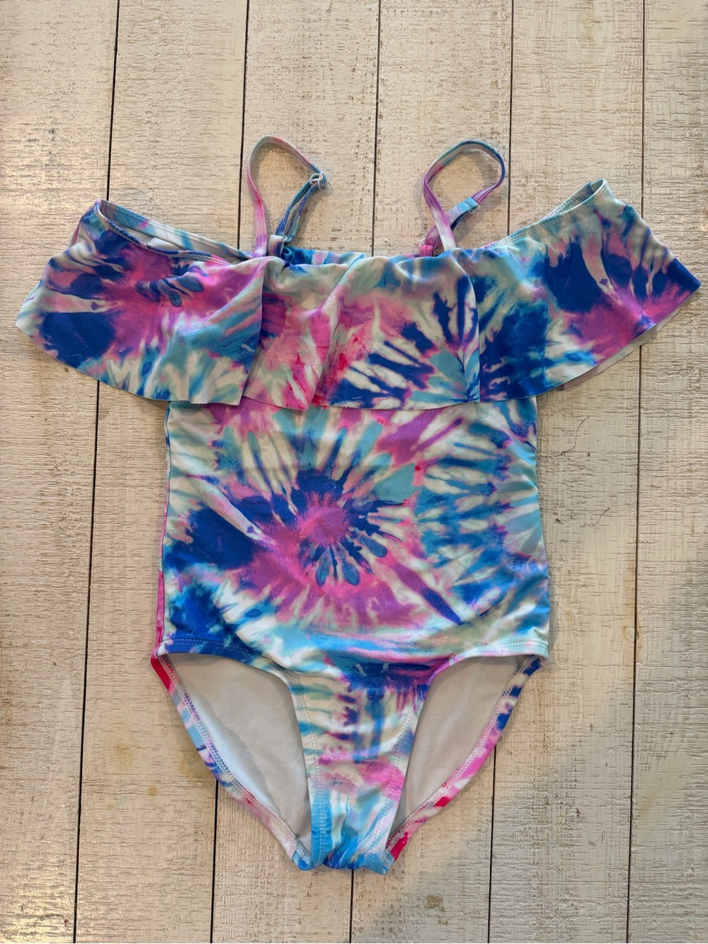 Girls large (10/12) Sugar & Jade Tie-Dye Off-Shoulder One-Piece Swimsuit